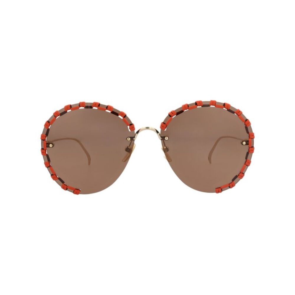 Chloé Round-Frame Metal Sunglasses Gold Womens